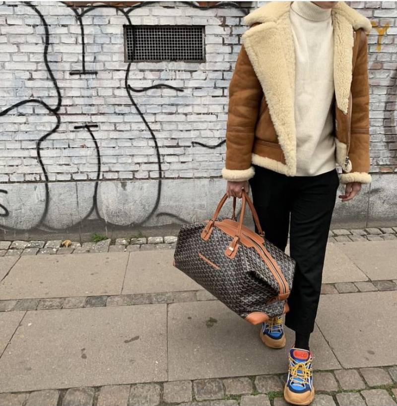Goyard Bowling 55 Black Tan Bag