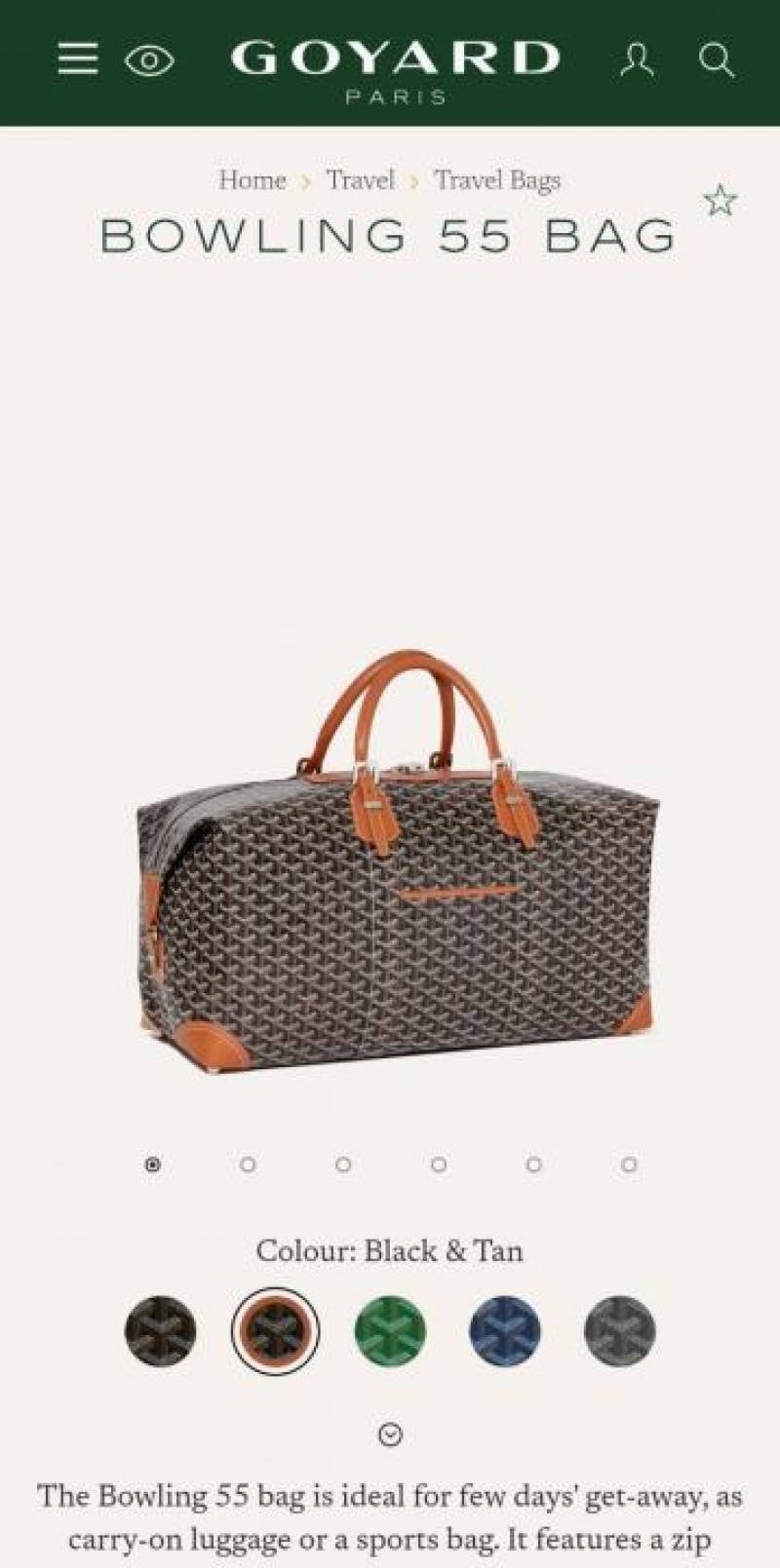 Goyard Bowling 55 Black Tan Bag
