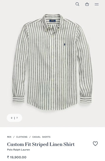Ralph  Lauren Green Stripes Premium Linen Shirt