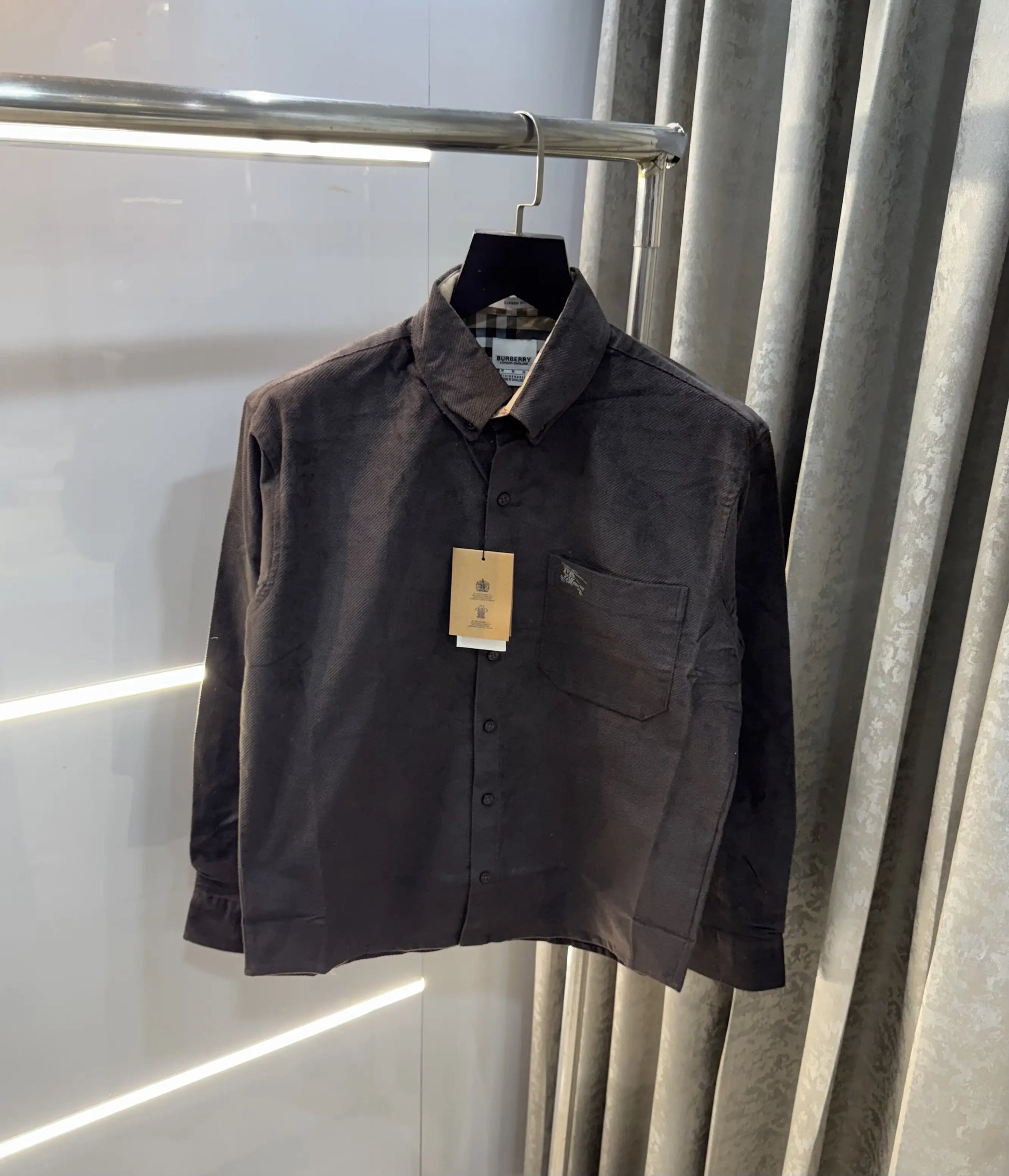 Burberr y Dark Brown Classic Premium Cord Shirt