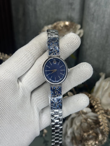 Swarovsk i Sparkle Silver Blue Premium Ladies Watch