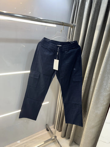 Calvin  Klein Navy Blue Stripes Classic Trouser