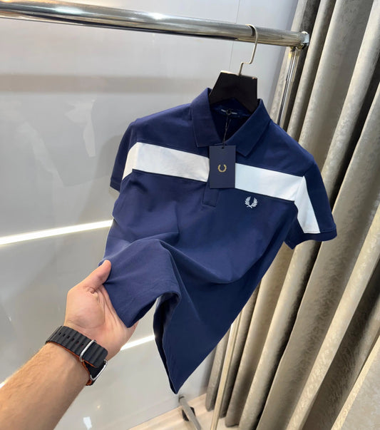 Fredperry Navy Blue Logo Work Premium Polo T-Shirt