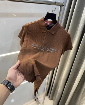 Tommy Hilfiger Brown Premium Knitted Polo T-Shirt
