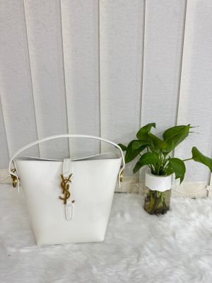 Ysl Saint Laurent Le 37 bucket Bag White With OG Box Dust Cover & Carry Bag 8875-1 White