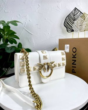 Pinko Love Studded Crossbody Bag With OG Box & Dust Bag White 9917