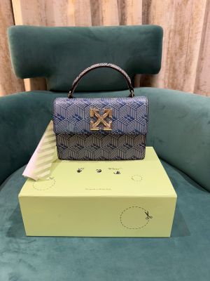 Off-White Leather Blue White Monogram Jitney 1.4 Shoulder Bag (Blue White 8853) Sale