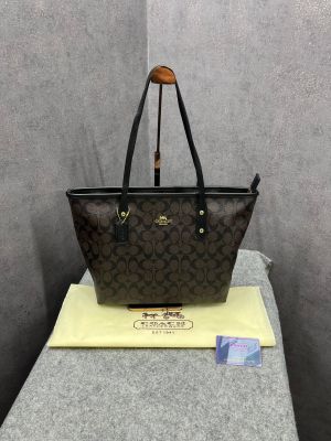 Coach_Signature_City_Tote_Bag_Coffee_Black_With_Dust_Bag_C1741_Coffee_Black