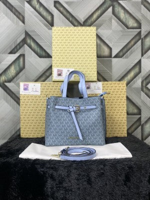 Michael_Kors Signature Emilia Blue Shoulder Bag With Premium Box Packaging & Accessories (8611)