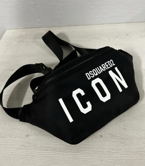 Dsquared2 Icon Nylon Waist Pouch Track Belt With Dust Bag D1103 Black