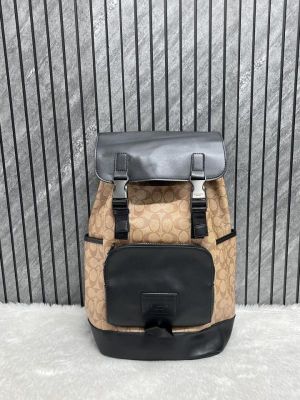 Coach_Unisex_058_Rivington_Backpack_Apricot_Black_Sprint_Leather_With_Dust_Bag_058_Apricot_Black