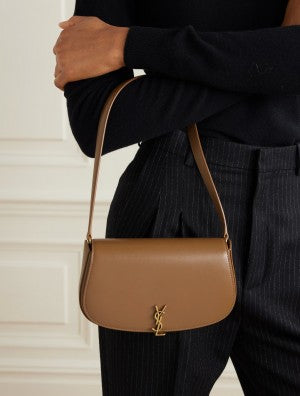 YSL Saint Laurent Voltaire Leather Shoulder Bag With OG Box & Dust Bag (Y168 Brown)