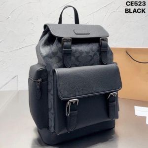 Coach_Unisex_Rivington_Backpack_Black_Flower_Leather_High_Quality_With_Dust_Bag_CE523_Black_Flower