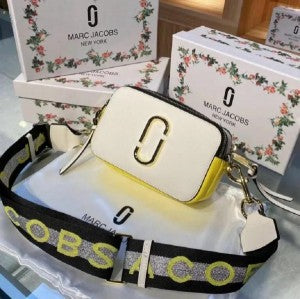 Marc Jacobs The Snap Shot Camera Sling Bag WhiteYellow With Dust Bag & OG Box