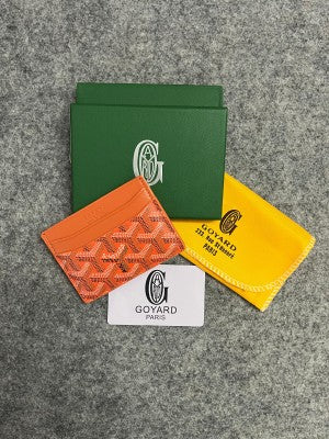 Goyard Saint-Sulpice Card Holder Wallet With Dust & OG Box Orange 9636