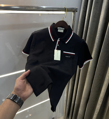 Gant Black Embroidery Logo Premium Polo T-shirt