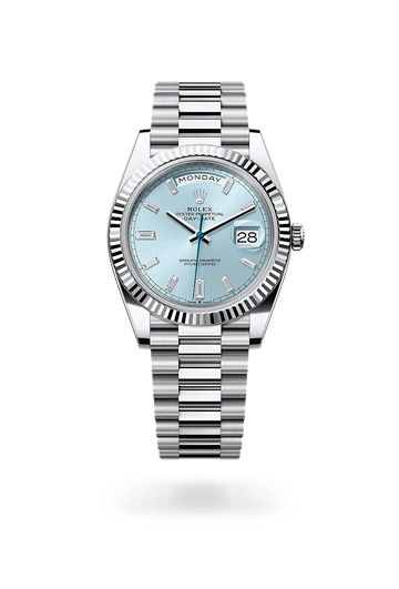 Rolex Day-Date Silver Diamond Numers SkyBlue