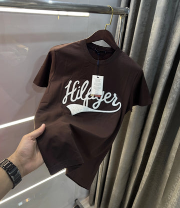 Tommy Hilfige Brown Embroidery Logo Premium T-Shirt