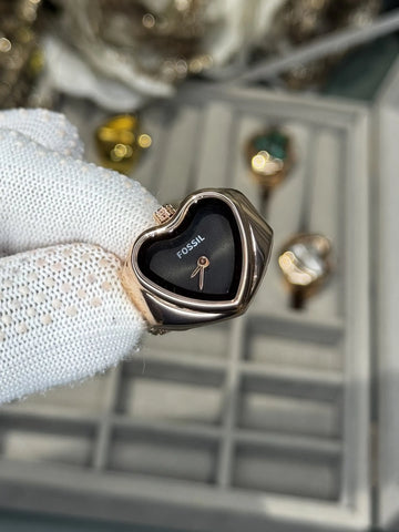 Fossi l Rose Gold Black Ring Analog Ladies Watch