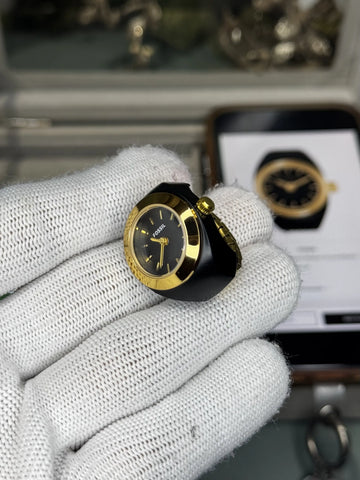 Fossi l Gold Black Ring Premium Ladies Watch