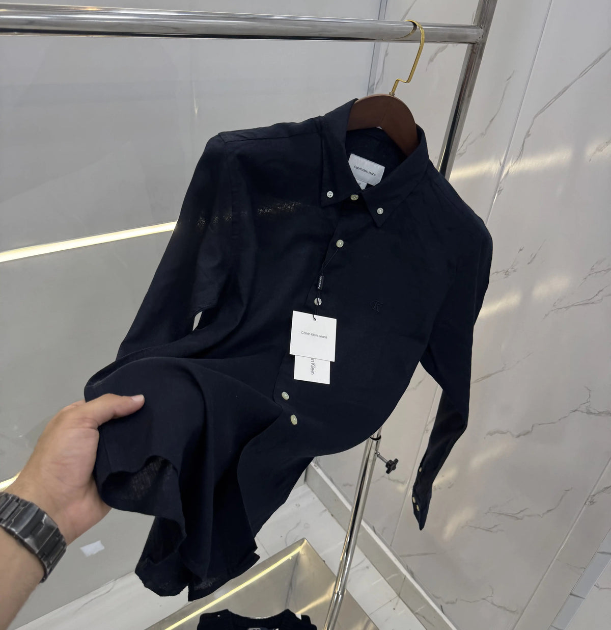 Calvin  Klein Navy Blue Embroidery Logo Work Premium Shirt