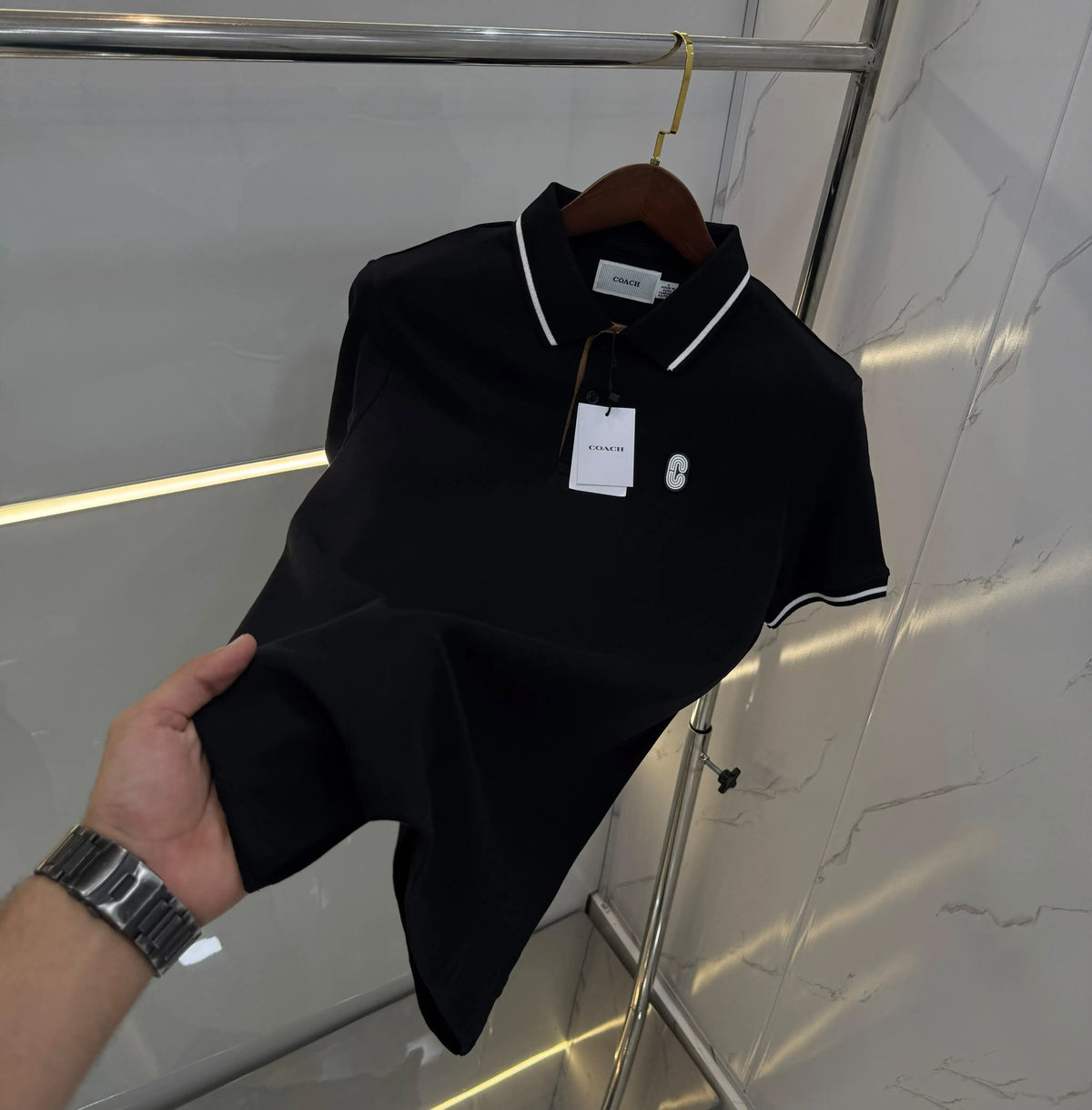Coac h Black Imported Polo T-Shirt