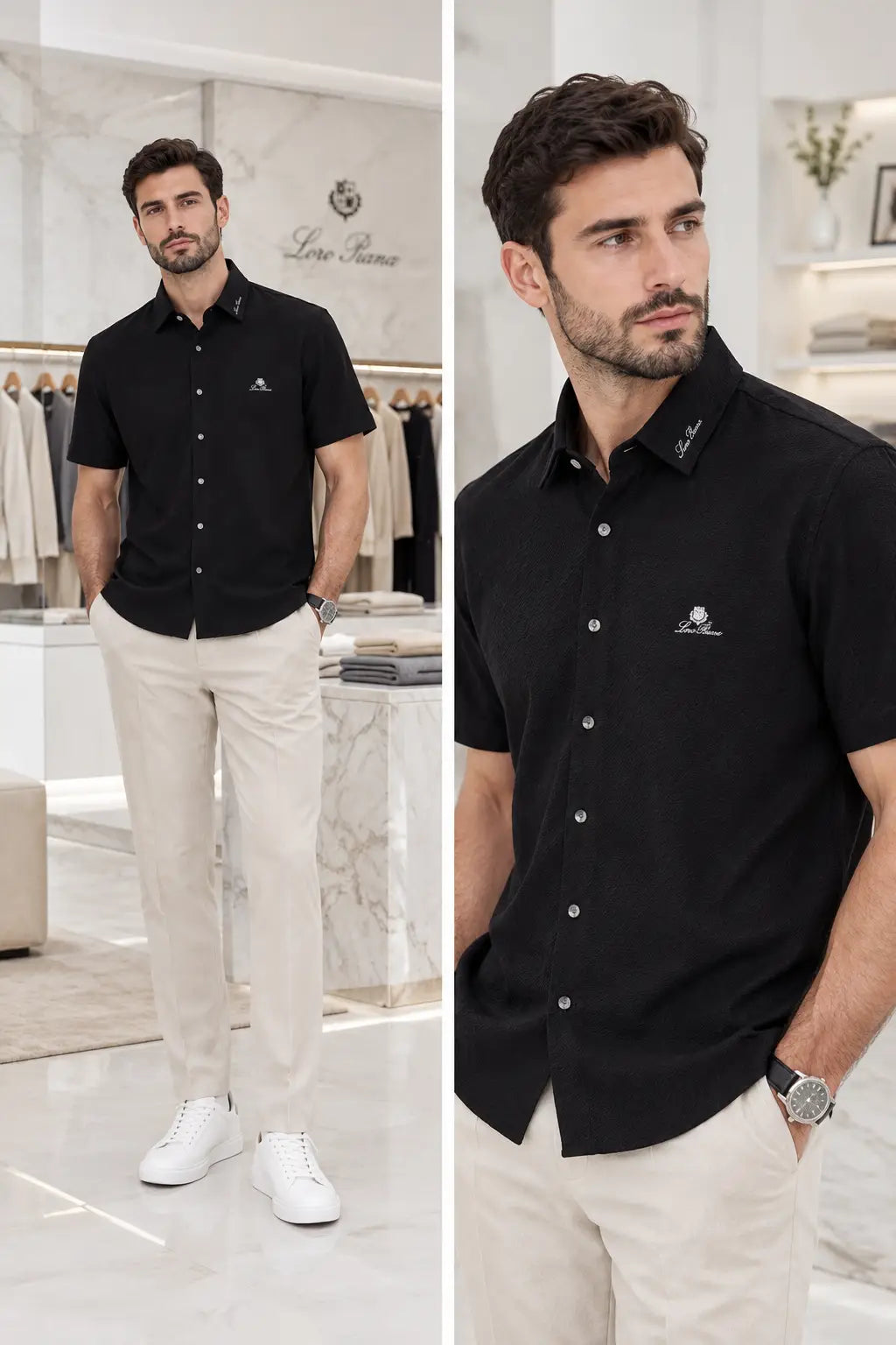 Loro Piana Black Imported Luxury Shirt