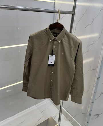Tommy Hilfiger Beige Embroidery Logo Premium Shirt