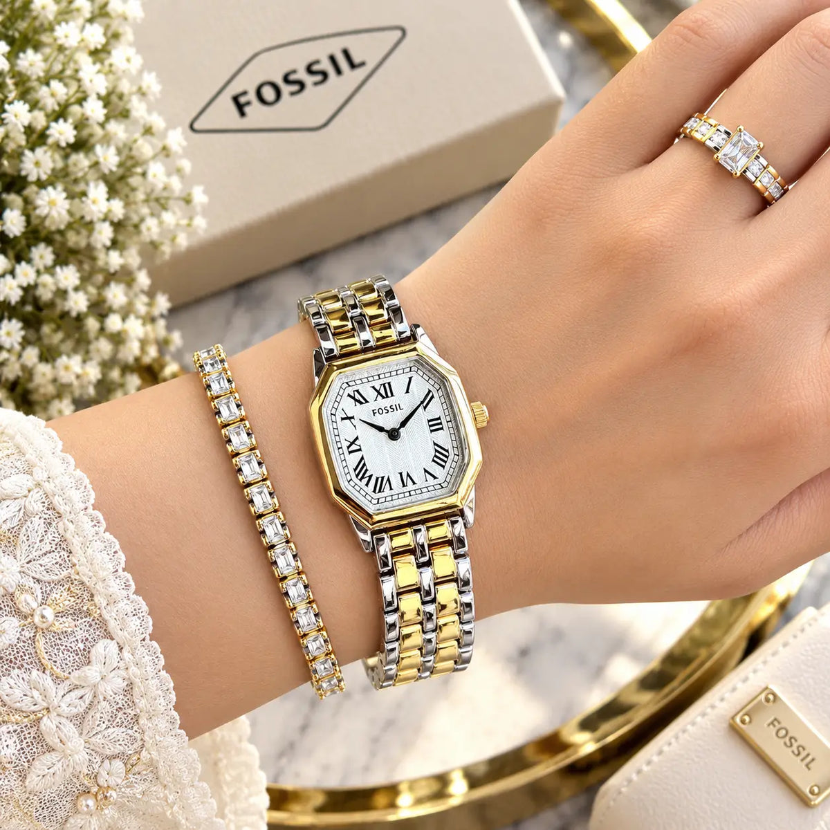 FOSSIL_LADIES_GOLD-TT_WHITE