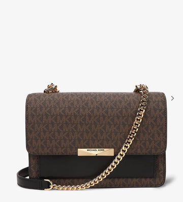 Michael/kors Jade logo print sling bag with chain strap and box