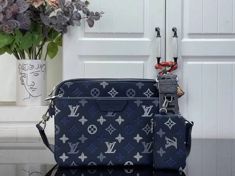 s Vuitton LV Virgil Abloh Trio Messenger Multi Crossbody Bag With OG Box  Dust Bag Blue